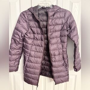 Eddie Bauer EB650 Women's Purple Hooded DOWN FILLED Puffer Jacket Sz XS GE